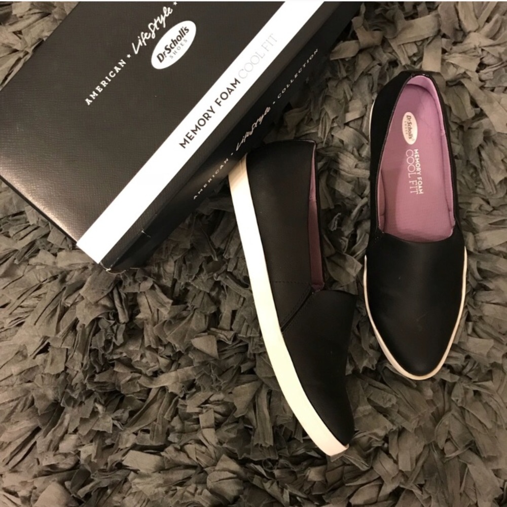 Black Pointy Toe Memory Foam Leather Shoes